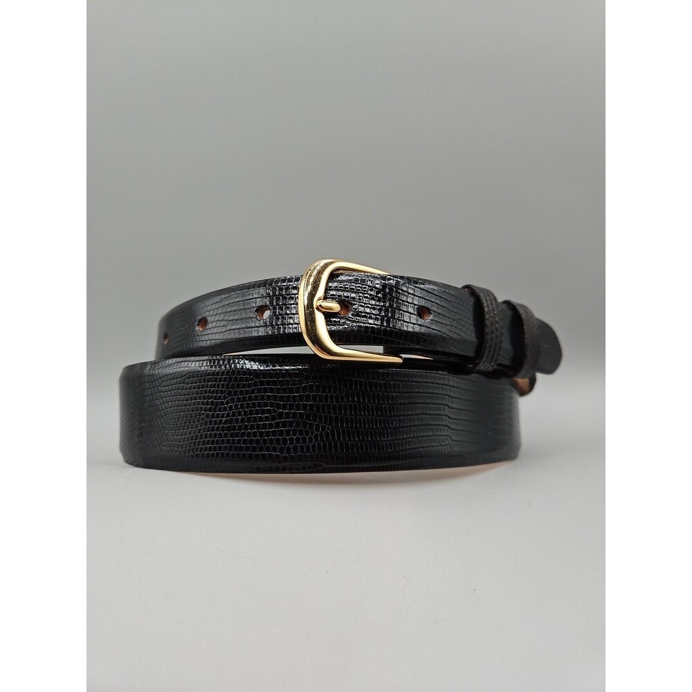 Hand Crafted Java Lizard Leather Belt Size 41 Black Brass USA Made Saddlebags